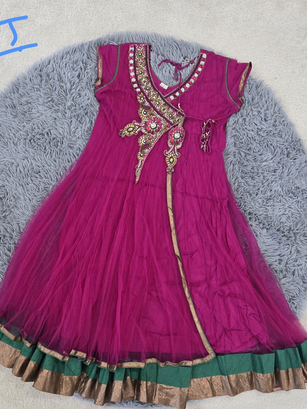 Magenta Embellished Anarkali TOP ONLY